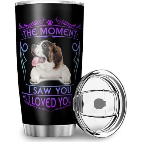 600Ml Stainless Steel Thermal Cup Pet Dog Head Printing Double Wall Vacuum Car Cup Reusable Water Cup Coffee Cup