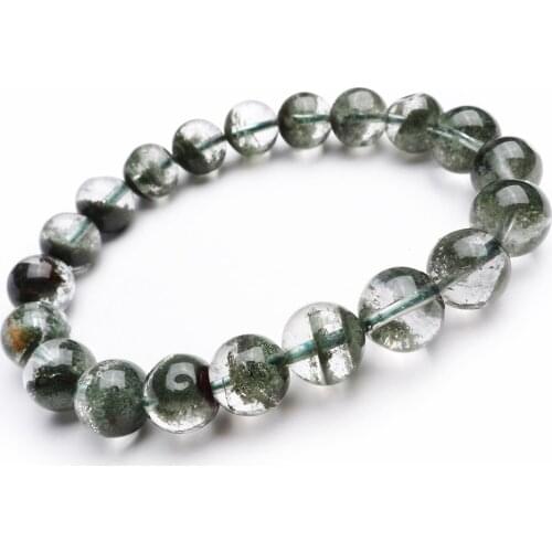 11mm Unique Natural Green Phantom Quartz Bracelets For Women Femem Charm Transparent Round Crystal Bead Bracelet