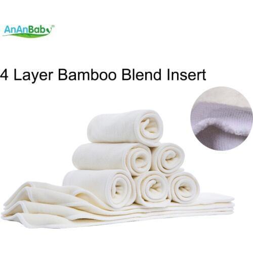 High Quality 4 Layers New Super Absorbent Bamboo Cloth Diaper Inserts Diaper Liners 10pcs