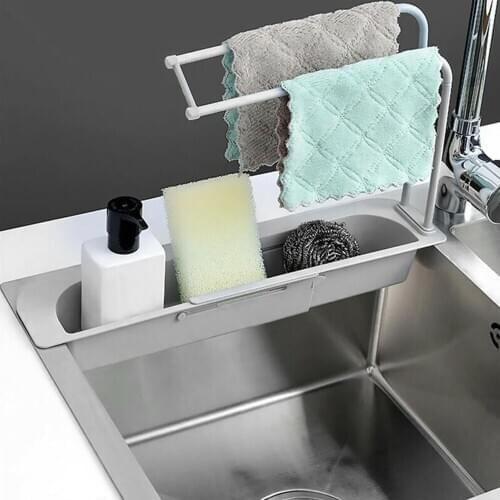 High Quality Hot SaLe Household Telescopic Sink Rack Holder Expandable Storage Drain Basket for Home Kitchen 2