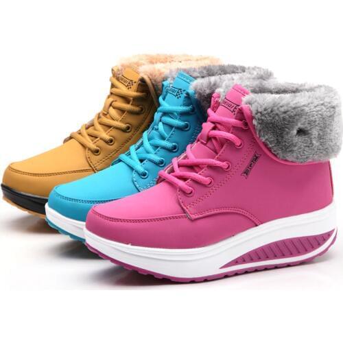 2017 Hot Fashion Winter Female Plus Velvet Swing Shoes Snow Platform Boots Women Thermal Cotton-padded Shoes Flat Ankle Boots