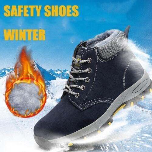Winter Warm Mens Safety Shoes Outdoor Construction Sneaker High Steel Toe Cap Protective Puncture Proof Work Boots