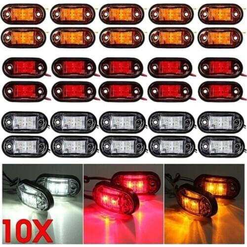 10pcs High Quality Universal 12V / 24V 2 LED Side Marker Light Lamp For Cars Truck Trailer