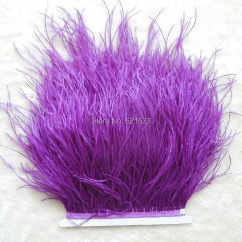 10 yards/lot purple ostrich feather trimming fringe on Satin Header 5-6inch in width for Wedding Derss