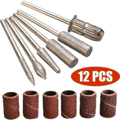 12pcs/Set Electric Nail Drill Bits Professional Manicure Machine Pen Pedicure Nail File Nail Tools Durable Nail Milling Cutter