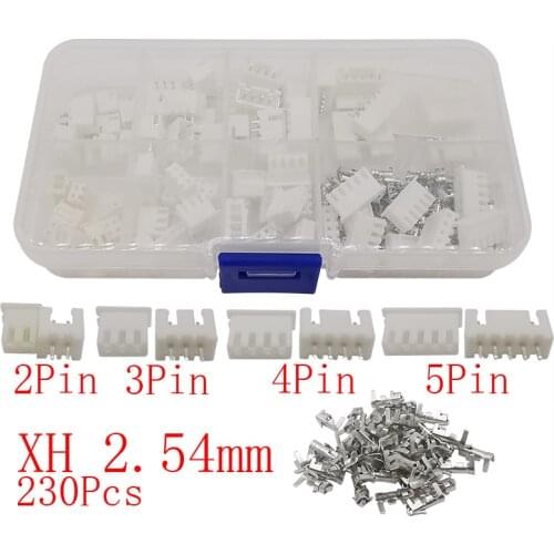 230PCS XH2.54 Terminals Kits Connectors 2Pin 3Pin 4Pin 5Pin Pitch 2.54mm Terminal Kit / Housing / Pin Header JST Wire Connector
