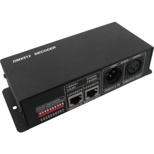 3 Channel 12A DMX512 Decoder RGBW PWM DMX512 Dimmer Controller RGB LED Strip Light DMX Signal Driver Convertor Volt DC 12V-24V