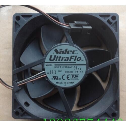 Nidec U92T12MGA7-52 DC 12V 0.18A 90x90x25mm 3-wire Server Cooling Fan