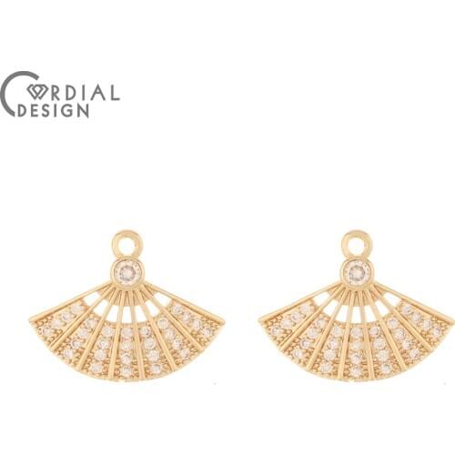 Cordial Design 40Pcs 18*23MM Jewelry Accessories/DIY Making/Hand Made/Pendant For Necklace/Fan Shape/Earring Findings/CZ Charms