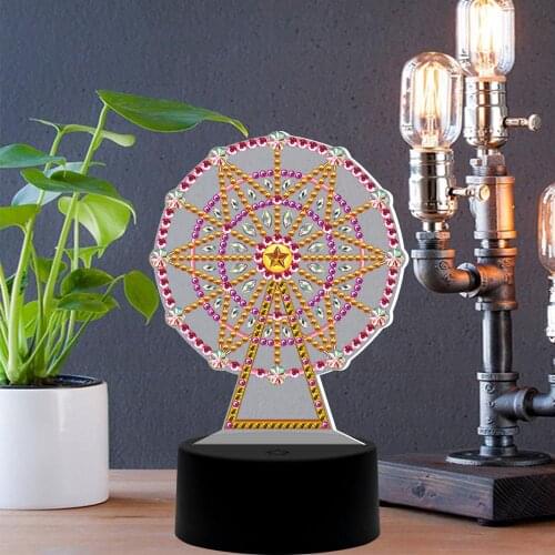 5D Diy Diamond Painting Led Elphi Tower Embroidery Night Lamp Needlework Decor Mini Lamp Living Room Bedroom Lighting Decor Gift