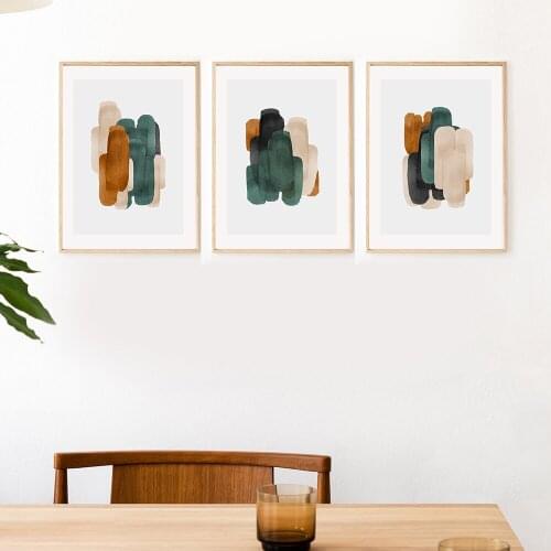 Abstract Geometric Canvas Painting Posters Prints Minimalist Green Wall Art Pictures For Living Room Home Bedroom