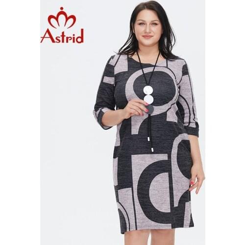 Astrid Womens Summer Dress 2021 for Women Elegant Vintage Dress Velvet Print Casual Plus size Long Dresses Female With necklace
