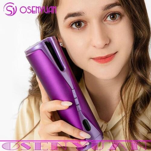 USB Rechargeable Magic Curling Waves Wireless Automatic Hair Curler Rotating LCD Display Temperature Hair Curly Styler Machine