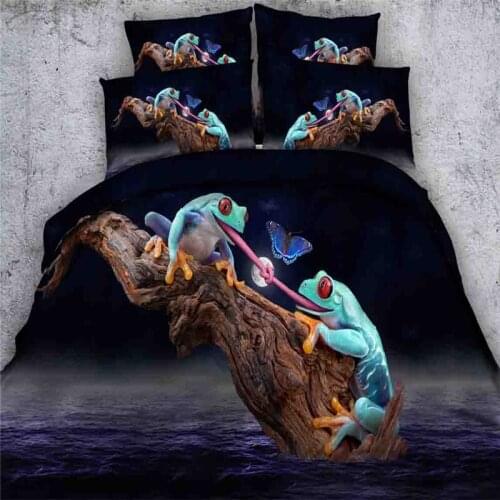 Free shipping 3d animal frog cat peacock 1 duvet cover&2 pillow cases twin/full/queen/king/super king size bedding home textile
