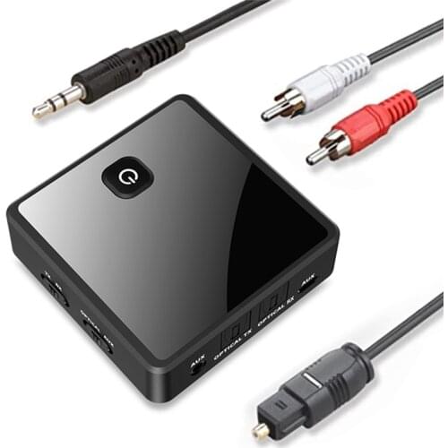 Bluetooth 5.0 Audio Receiver and Transmitter Aux Fiber Optic Music Stereo Speaker Amplifier for TV Car Speaker