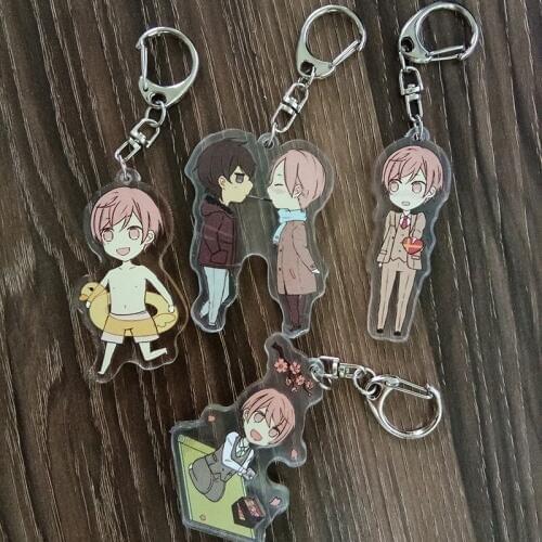 4pcs/set Rotten Girl Boy Ten Count 10 count Tadaomi Takarai Rihito shirotani Keychain llavero twoside Print Keyring Pendant