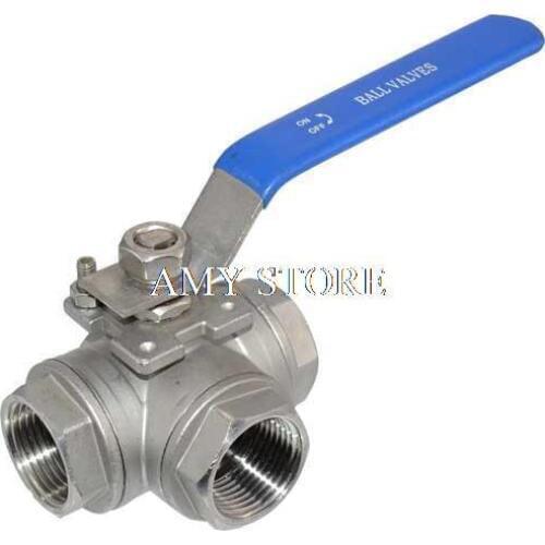 DN32 1-1/4" 3 Way Female BSPP 304 SS Stainless Steel Type T or L Port Mountin Pad Ball Valve Vinyl Handle WOG1000