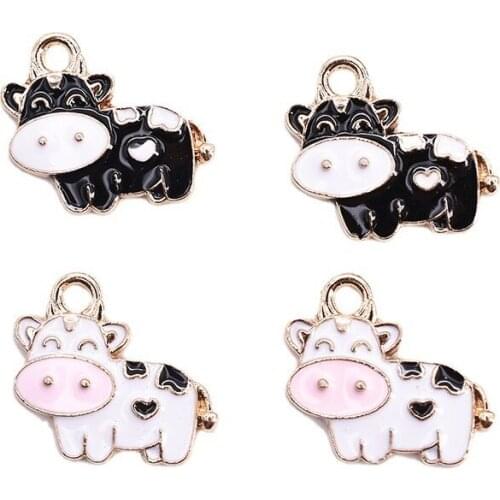 10pcs/Lot Cute Cow Diy Handmade Oil Enamel Charms Design for Jewelry Making Earring Bracelet or Necklace