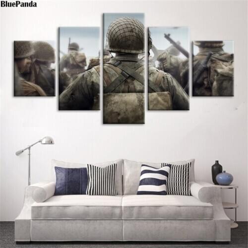 The Back Of Soldier Game 5 Pieces Poster Oil Canvas Paintings Wall Art Pictures For Living Room Home Decoration