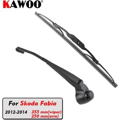 KAWOO Car Rear Wiper Blade Blades Back Window Wipers Arm For Skoda Fabia Hatchback (2012-2014) 355mm Auto Windscreen Blade