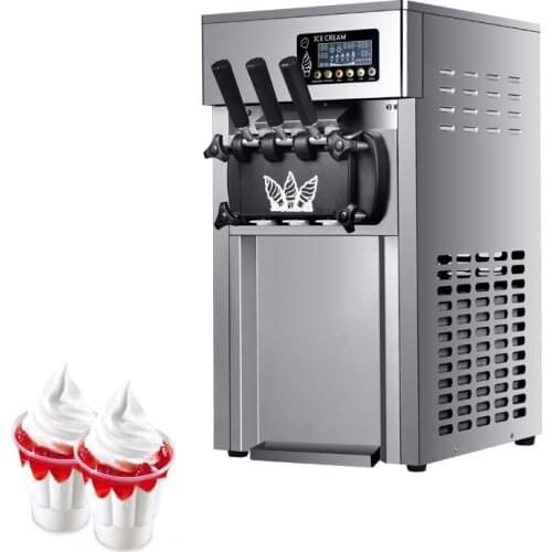 Commercial Soft Serve Ice Cream Machine Electric 18-22L/H 3 Flavors Sweet Cone Ice Cream Maker 110V/220V 1200W DSHASIF