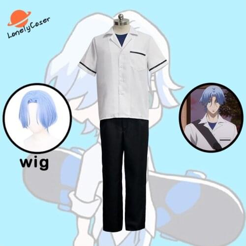 Anime SK8 the Infinity Langa Hasegawa Cosplay Costume Blue Wig School Uniform Short Sleeve Shirt Halloween Party Outfits Suit