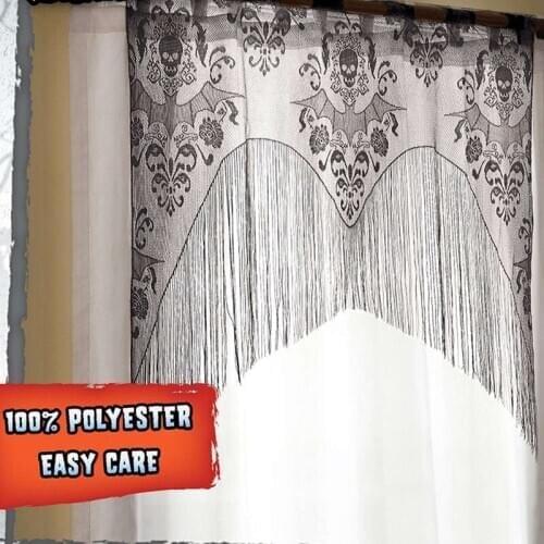 Curtain Fringe Lace Spider Web Skull Bat Curtain Tassel Halloween Warp Knitting Lace Spider Net 2020 New