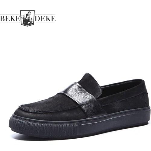New Mens Footwear Brand Genuine Leather Casual Shoes Fashion Office Men Business Loafers Leisure Slip-On Platform Sneakers Male