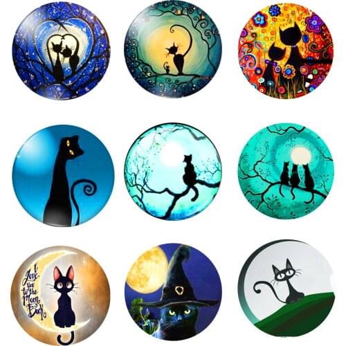 Fashion Lovely Cartoon Cats beauty 10pcs 8mm/10mm/12mm/18mm/20mm/25mm Round photo glass cabochon demo flat back Making findings