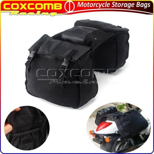 Black 35-40L Motorcycle Canvas+Leather Storage Bags Waterproof Panniers Box Side Tools Bag For Suzuki dr 650/ Harley Sportster