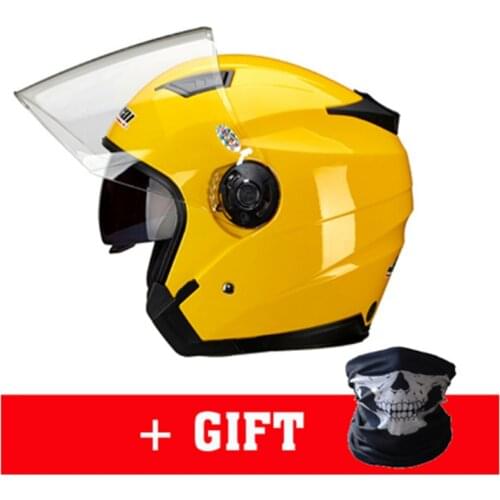New Motorcycle Open Face Helmet Four Seasons Vintage Motorbike Double Visor Helmets Capacete Scooter Bike helmets+Gif