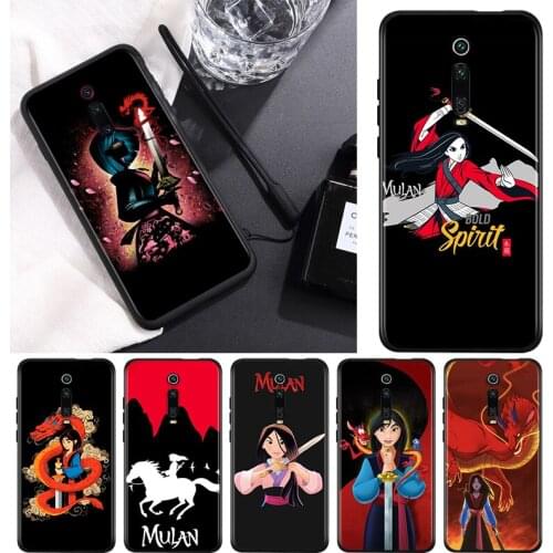 Princess mulan For Xiaomi Redmi 9T 9I 9AT 9A 9C 9 8A 8 7A 7 6A 6 5A 5 4X PRO Prime Plus Black Soft Phone Case