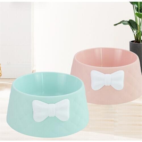 Non-slip Cat Bowl Pet Drinking Water Feeder Cute Bow Round Single Bowl Kitten Puppy Feeding Food Dish Durable Dog Rice Container