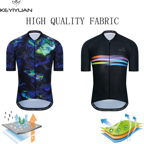 KEYIYUAN New 2021 Retro Cycling Jersey Men Short Sleeve Cycle Clothing Summer Road Bike Shirts Bicycle Tops Ropa MTB Hombre