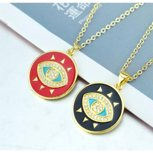 Luxury Lucky Turkish Evil Eye Pendant Necklace for Women Micro Pave Full Cubic Zirconia Gold Color Greek Eye Amulet Jewelry