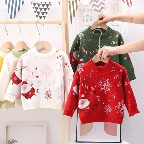 2020 Christmas Sweater New Korean Version Of Snowflake Cartoon Cute Boys And Girls Sweater Children Clothing Baby Winter Clothes