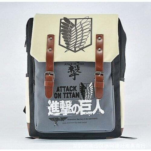 Attack on Titan Backpack Mikasa Ackerman Eren Anime Printed Nylon Cartoon Student Schoolbag Travel Bags Unisex Casual Laptop Bag