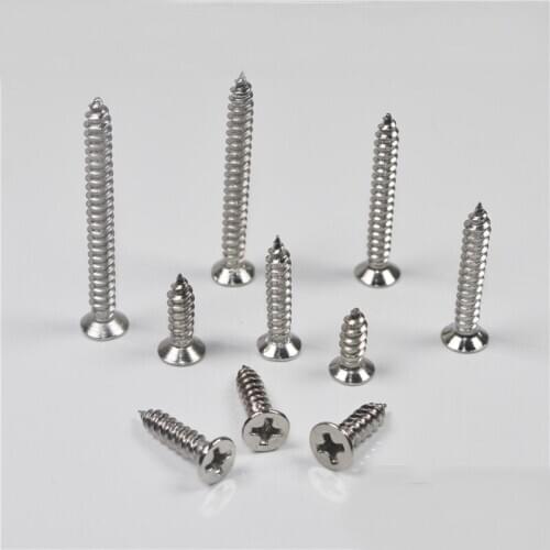 Stainless Steel Self Tapping Screw Fastening Fastener M4 Sunk Head Screw 100pcs