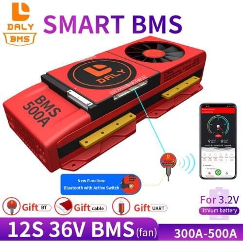 Smart BMS 12S 36V 300A 400A 500A Bluetooth 485 to USB device CAN NTC UART software Li-on Battery protection Board BMS With Fan
