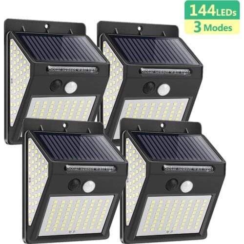 Rivaille 144 100 LED Solar Light Outdoor Solar Lamp PIR Motion Sensor Solar Powered Sunlight Street Light for Garden Decoration