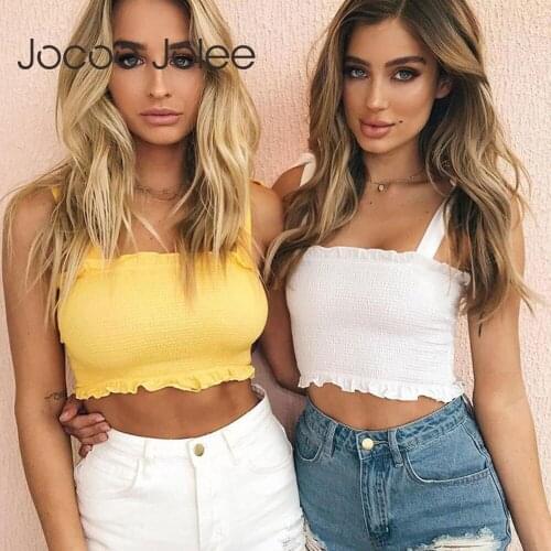 Jocoo Jolee Elegant Lace Up Bow Ruched Ruffles Tank Tops Sexy Ladies Sleeveless Solid Camis Casual Vest Korean Harajuku Crop Top