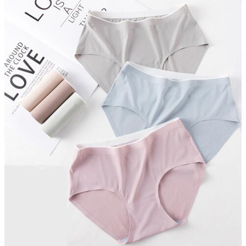 Roseheart Women Fashion Green Cotton Mid Waist Panties Underwear Lingerie One-Piece Seamless Briefs Underpants M L XL