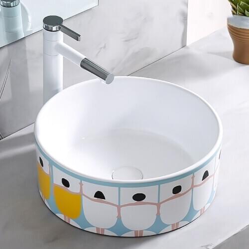 Bathroom Sinks Designer Art Washing Basin Bowl Counter Top Modern Ceramic Vessel Matte Black White With Drain Soft Hose