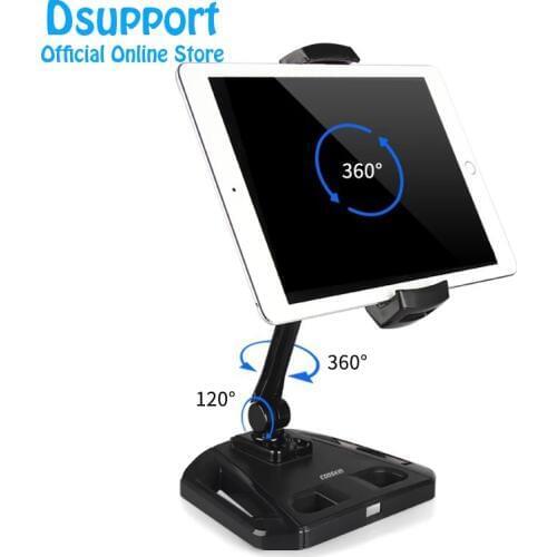 360 Full Rotation Foldable Aluminum Alloy 4.7-12.9 inch Tablet PC Holder/Smartphone Holder Stand Arm