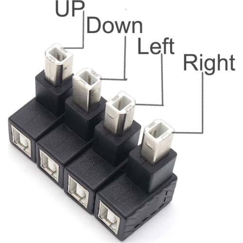 4x Up Down Left Right Angled 90 Degree USB 2.0 B Type Male to Female Extension Adapter for Printer Scanner Hard Disk case