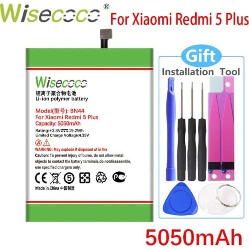 WISECOCO 5050mAh BN44 Battery For Xiaomi Redmi 5 Plus Phone In Stock High Quality Battery+Tracking Number