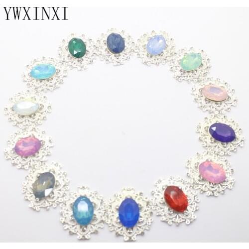 YWXINXI 5Pcs new 32x30MM alloy resin rhinestone buttons, used for DIY hair accessories and clothing decoration accessories