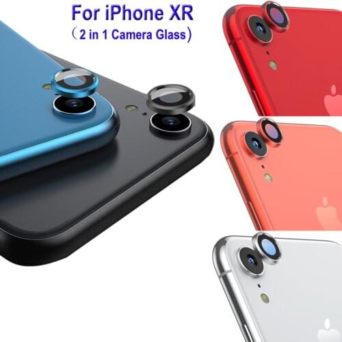 6D Camera Lens Tempered Glass for iPhone XR Metal Protection Ring Case + Back Screen Protector Film Black Red Blue Silver Gold