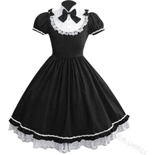 Plus Size Cosplay Medieval Vintage Dress French Maid Waiter Costume Women Mini Pinafore Ouji Outfit Halloween For Girls S-5XL