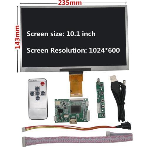 10.1 Inch 1024*600 TFT LCD Screen Display for Lattepanda,Raspberry Pi Banana Pi Monitor Driver Control Board HDMI-Compatible